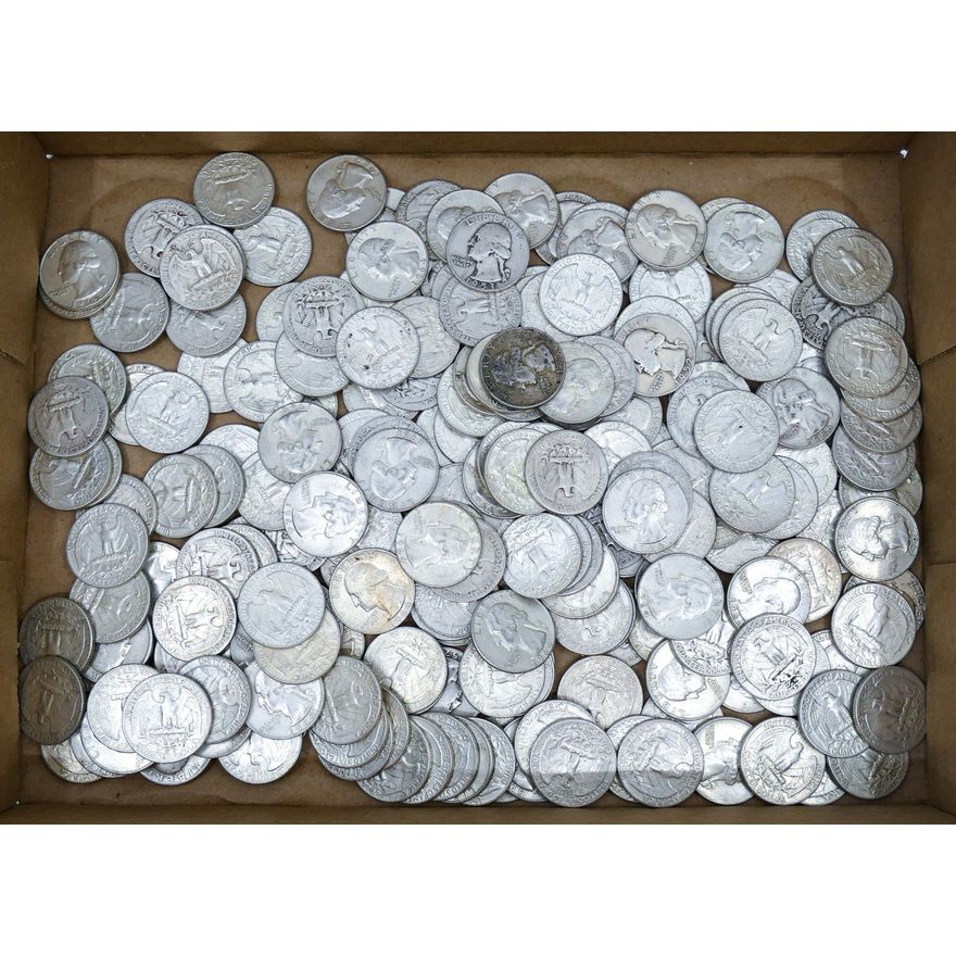 Box 220pc US Washington Silver Quarters