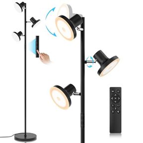 SIBRILLE 36W LED TREE FLOOR LAMP, SUPER BRIGHT STANDING LAMP WITH REMOTE & TOUCH CONTROL, 4 COLOR TEMPERATURES,3 ROTATABLE LIGHTS,