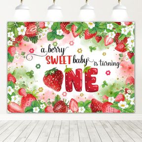7X5FT MOCSICKA STRAWBERRY BACKDROP BERRY SWEET FIRST BIRTHDAY PARTY BACKGROUND FRUITS KIDS ONE BIRTHDAY PARTY DECORATIONS PHOTO BO