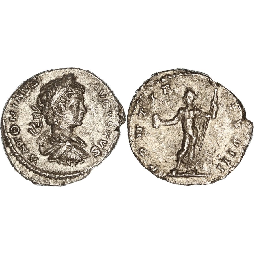 Roman Empire, Caracalla, Silver Denarius, 199-200 AD,  nVF