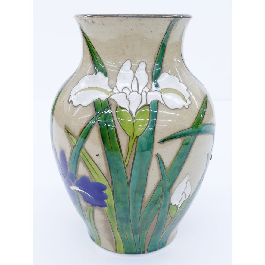 Kenzan Ogata Attr. Iris Flower Ceramic Vase