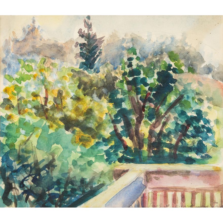 Józef Mieszkowski | Widok z tarasu w Wiśle, 1945 r.