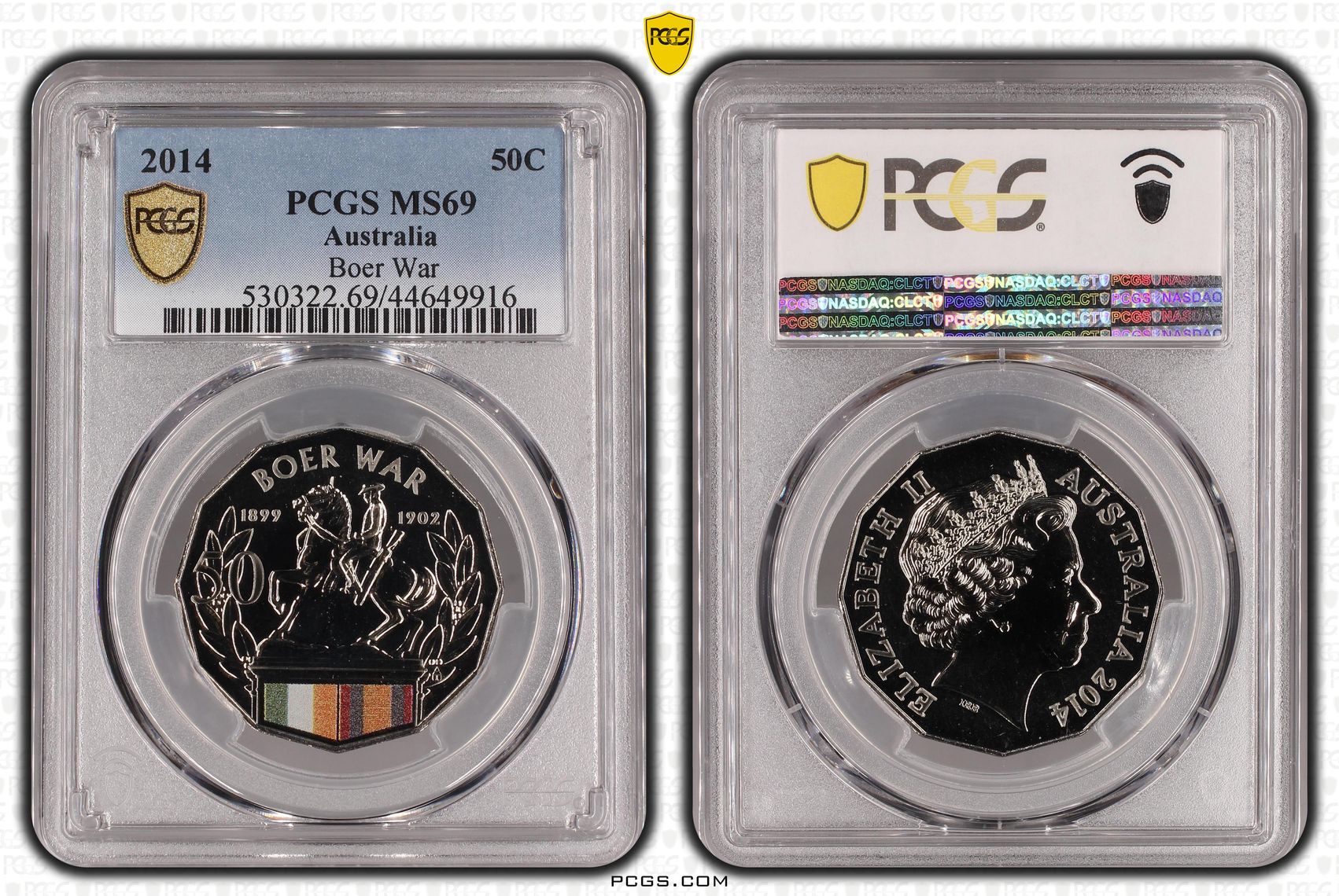 2014 Australia Fifty Cent, 50c Boer War PCGS - MS69 -916