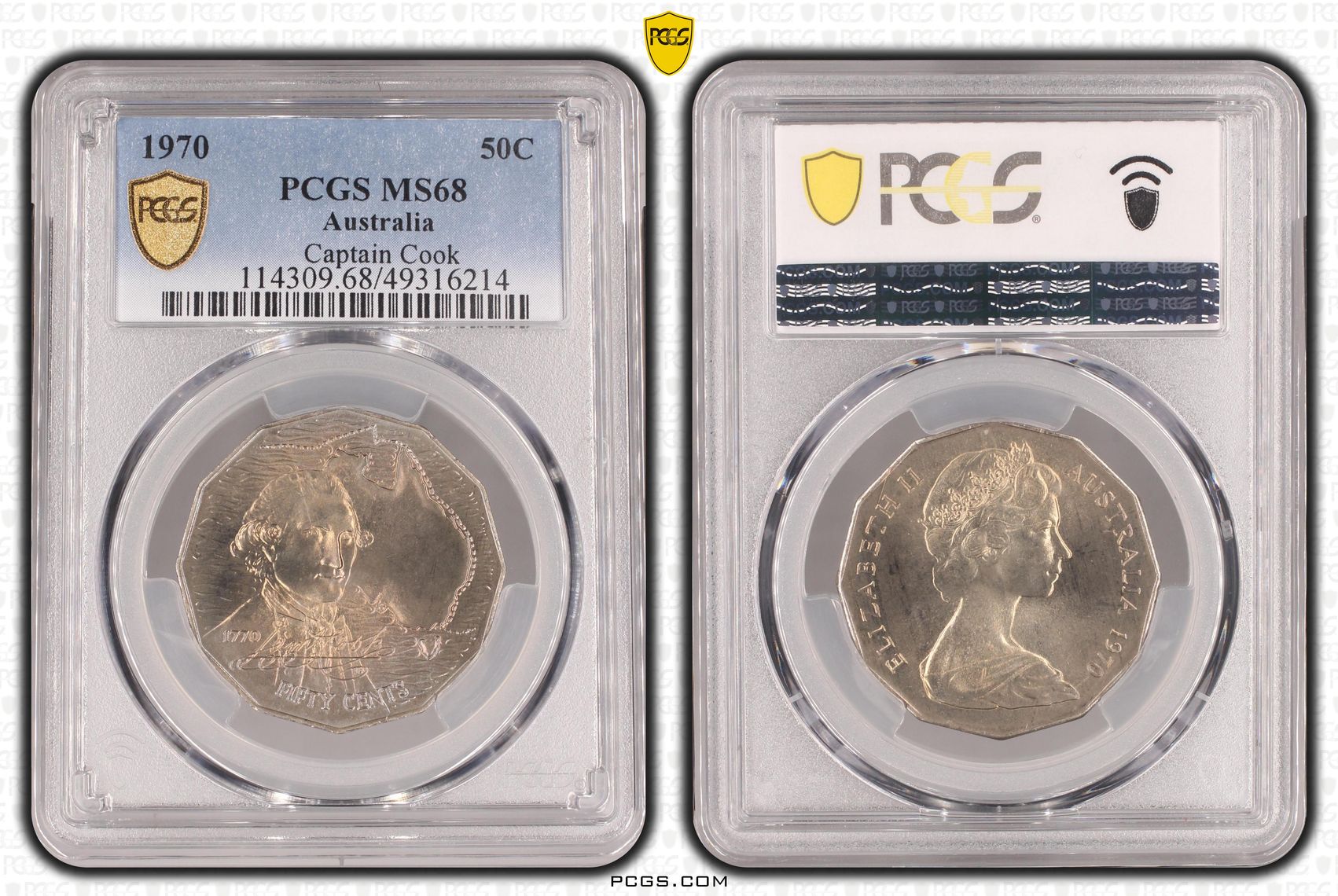 Captain Cook , Fifty Cent, 1970, PCGS MS68