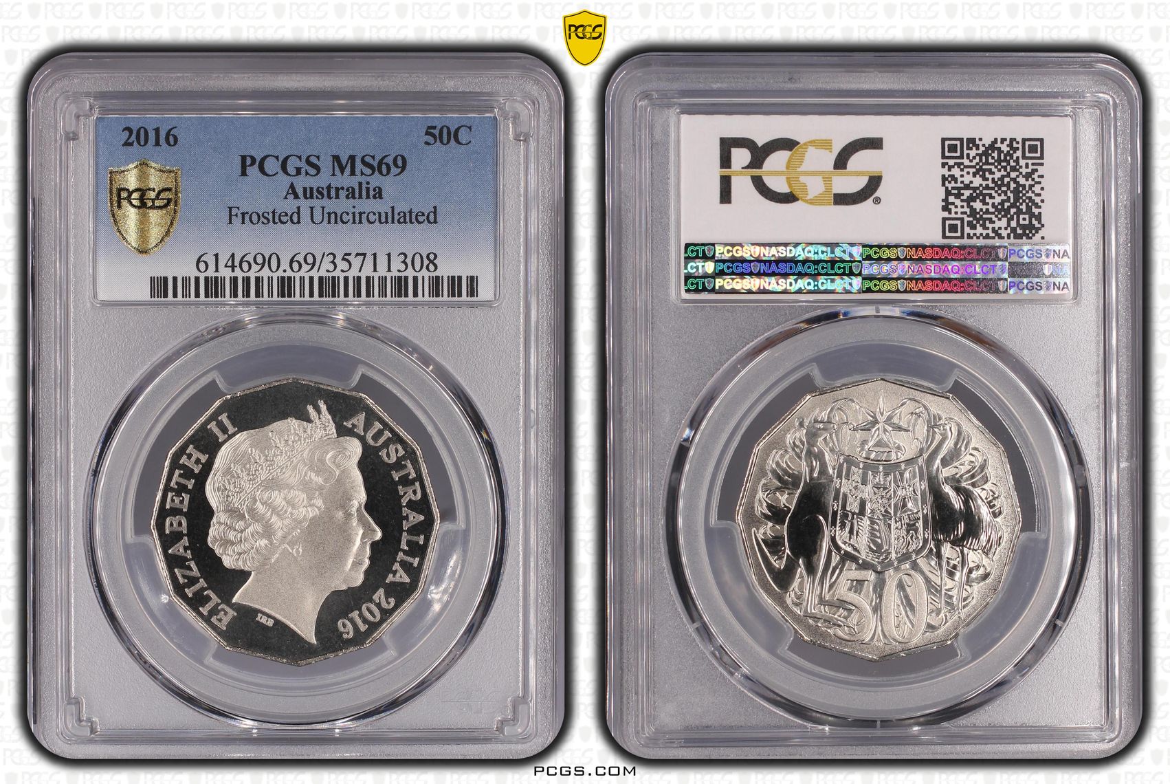 Elizabeth II, Frosted Uncirculated, Fifty Cent, 2016, PCGS MS69