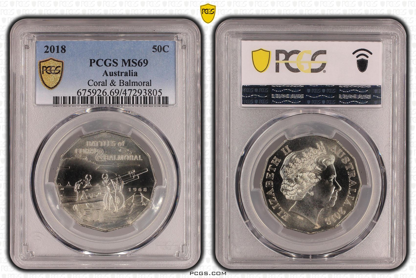 Coral & Balmoral, Fifty Cent, 2018, PCGS MS 69