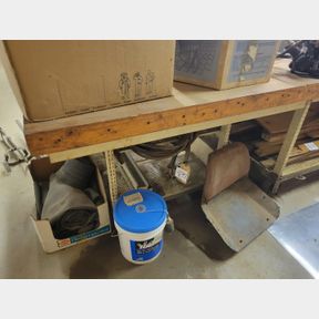 Smaller heavy duty wood 2x4 top construction table on caster wheels