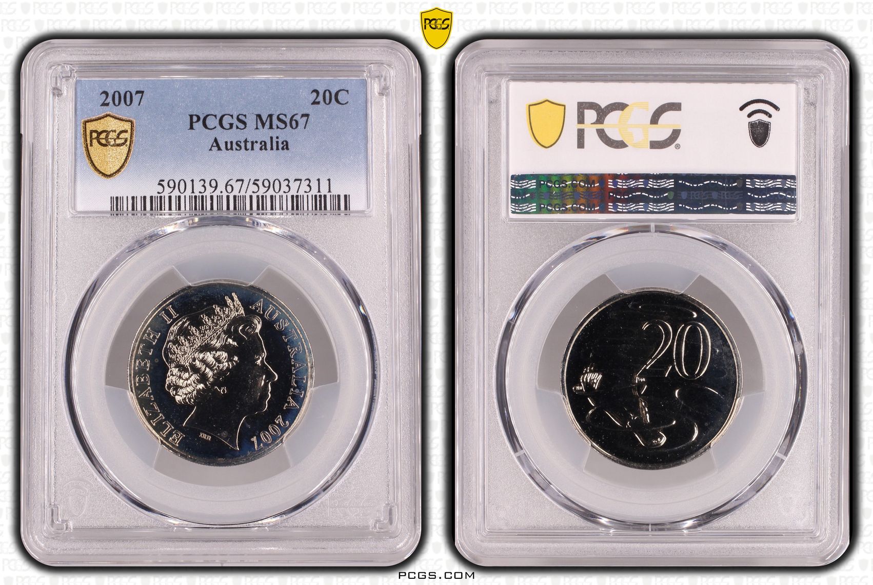 Twenty Cent, 2007, PCGS MS67