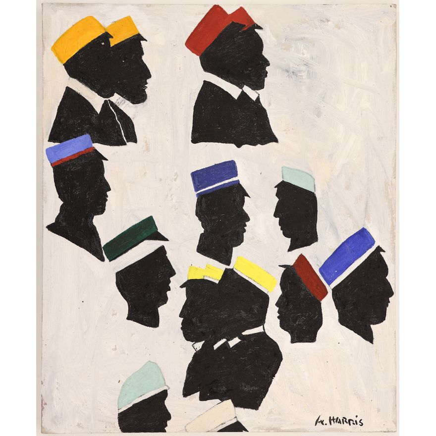 A. Harris ''Bellhops'' Oil on Canvas 29''x24''