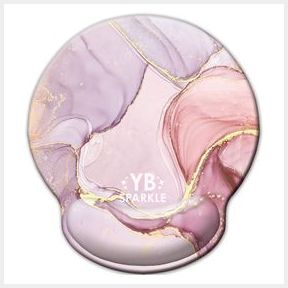 YB Sparkle Ergonomic Wrist Support Cushioned Mouse Pad Pink Marble |