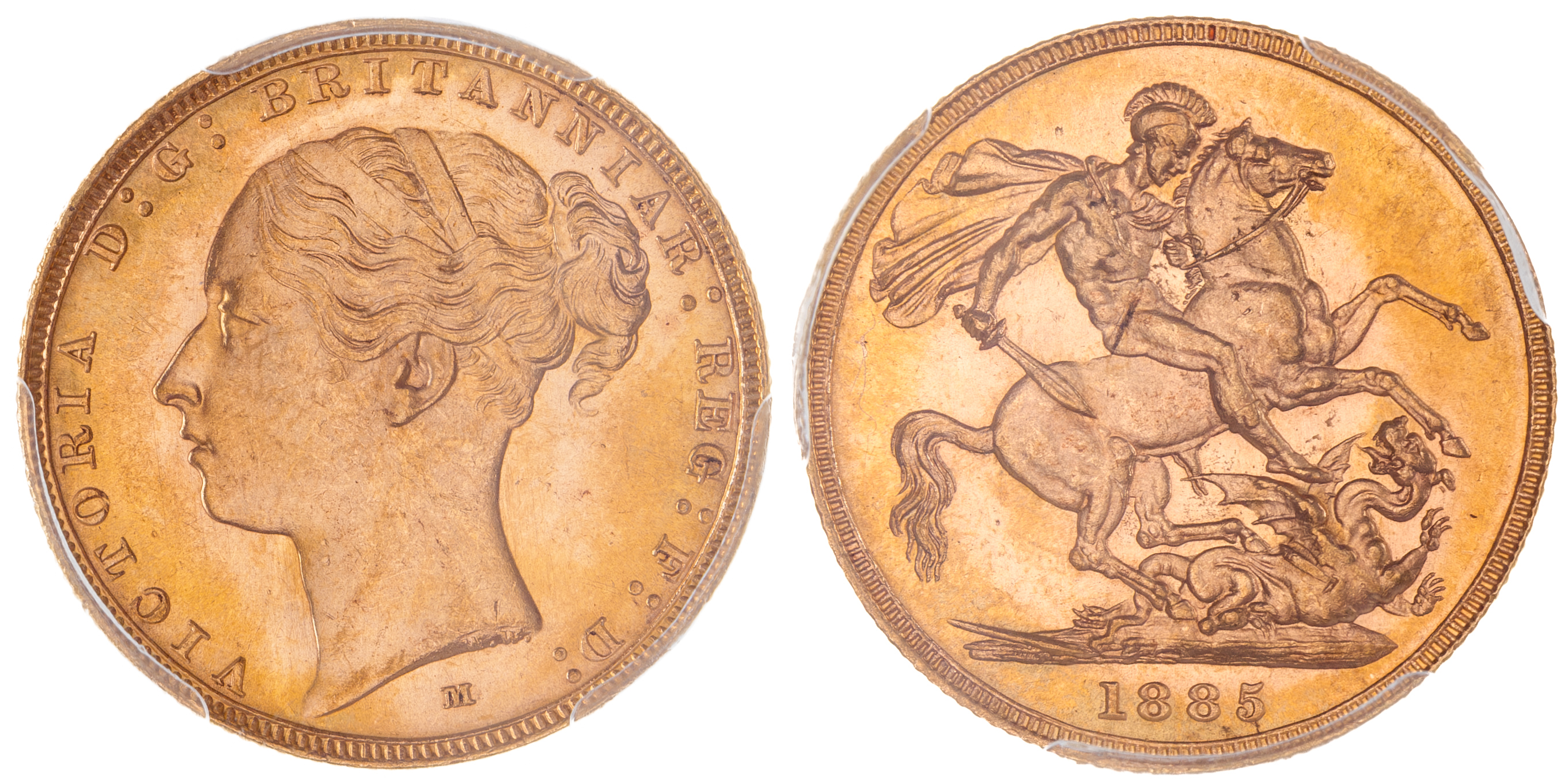 Victoria, Sovereign, 1885-M, PCGS MS 63+