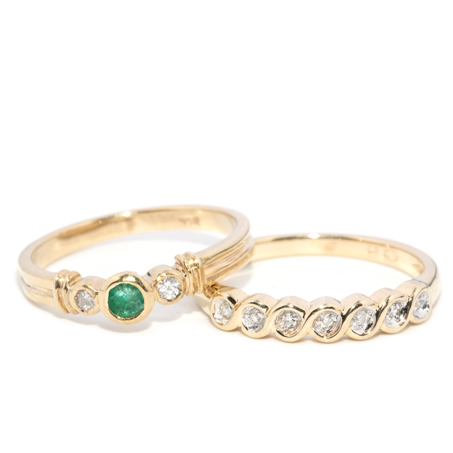 Emerald & Diamond Ring, 9ct Gold Diamond Band