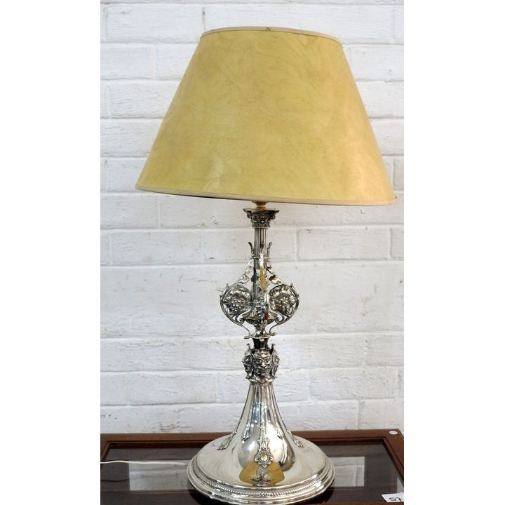 LARGE FINE SILVERPLATED TABLE LAMP