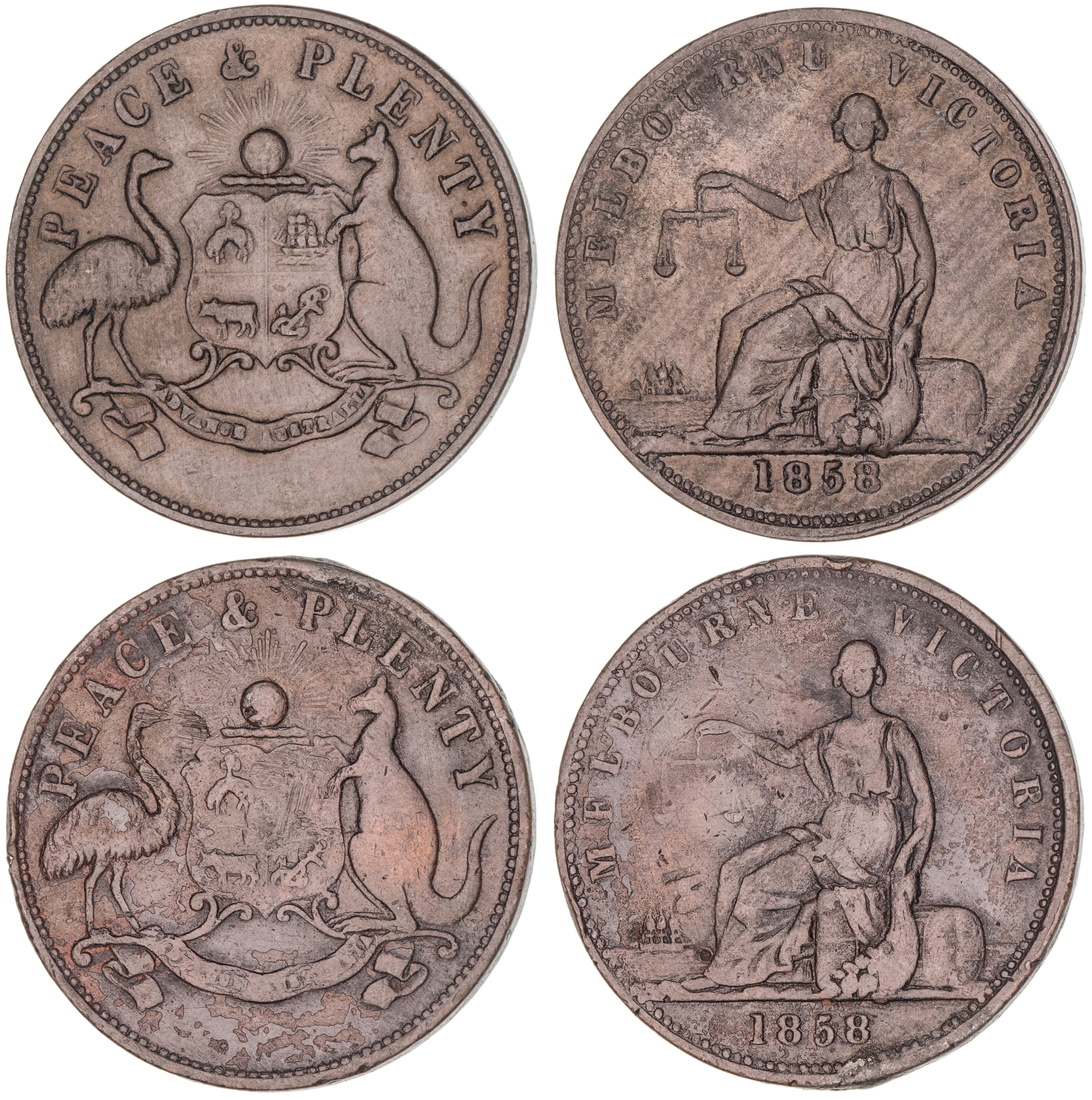 470 · Peace & Plenty, Penny, 1858, aVF