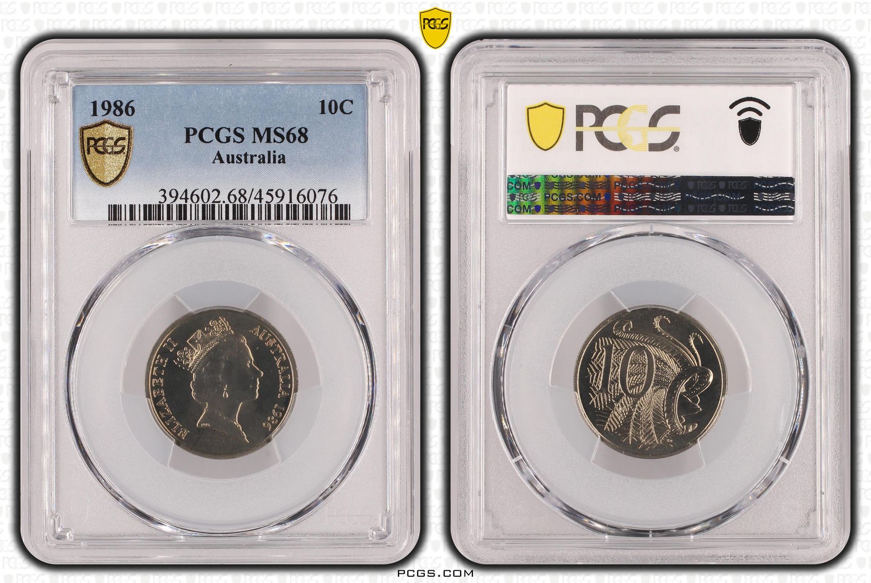Elizabeth II, Ten Cent, 1986, PCGS MS 68