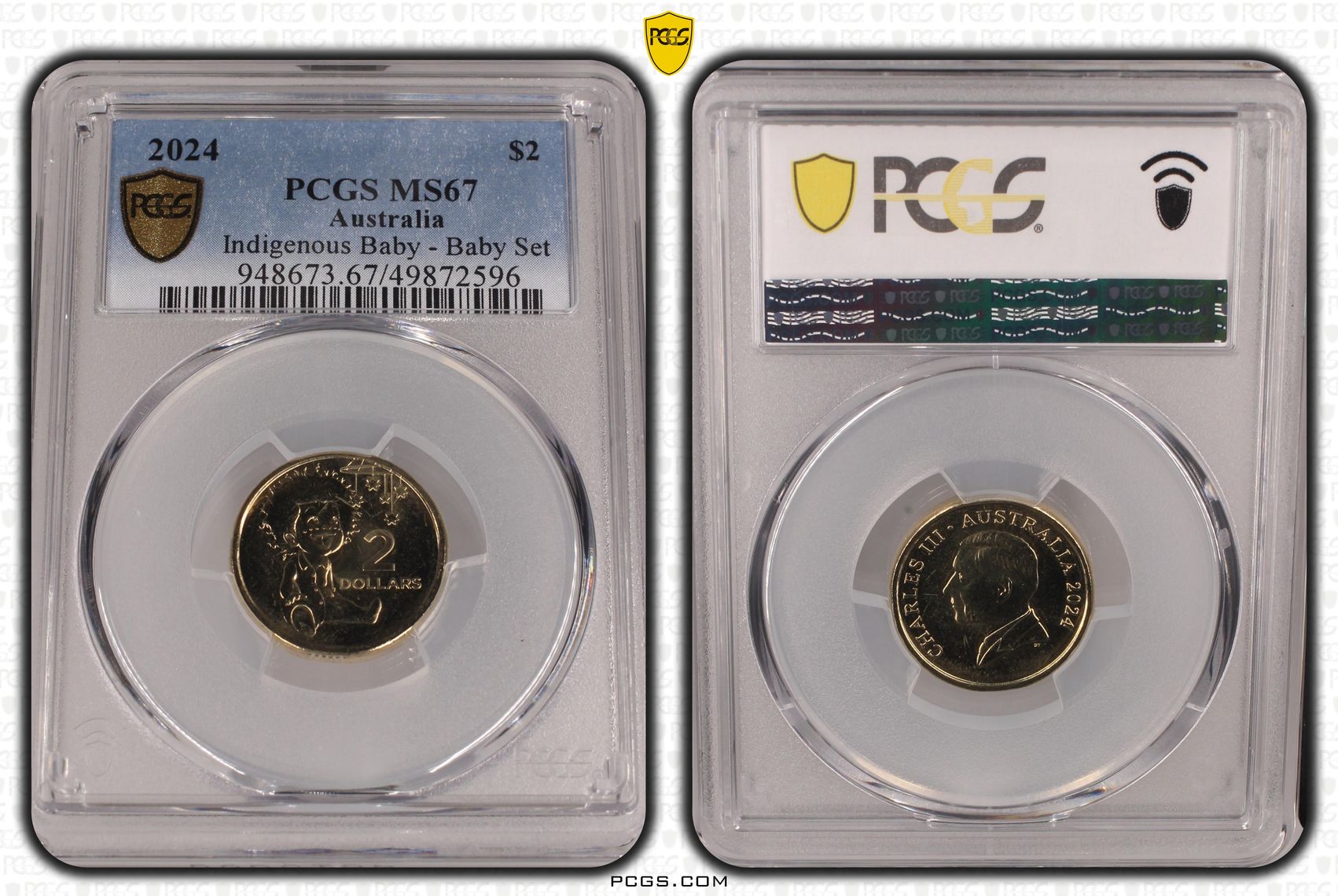 Charles III, Indigenous Baby - Baby Set , Two Dollar, 2024, PCGS MS67