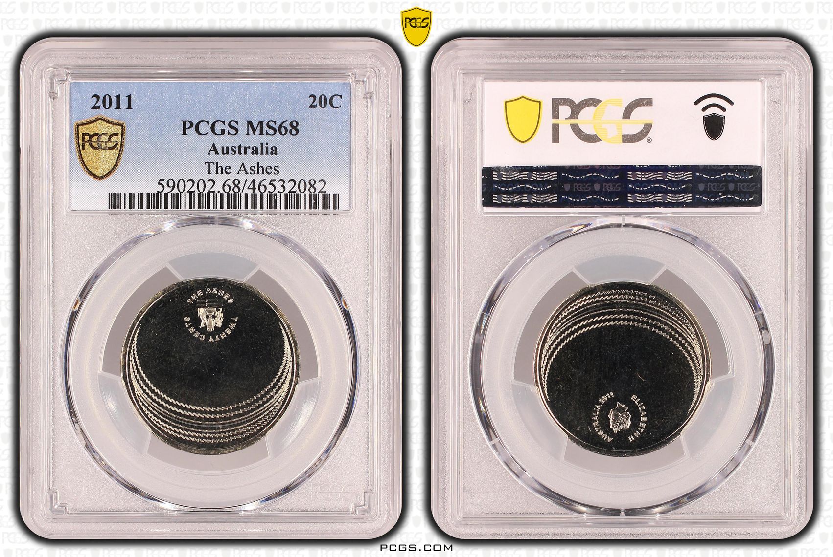 The Ashes, Twenty Cent, 2011, PCGS MS68