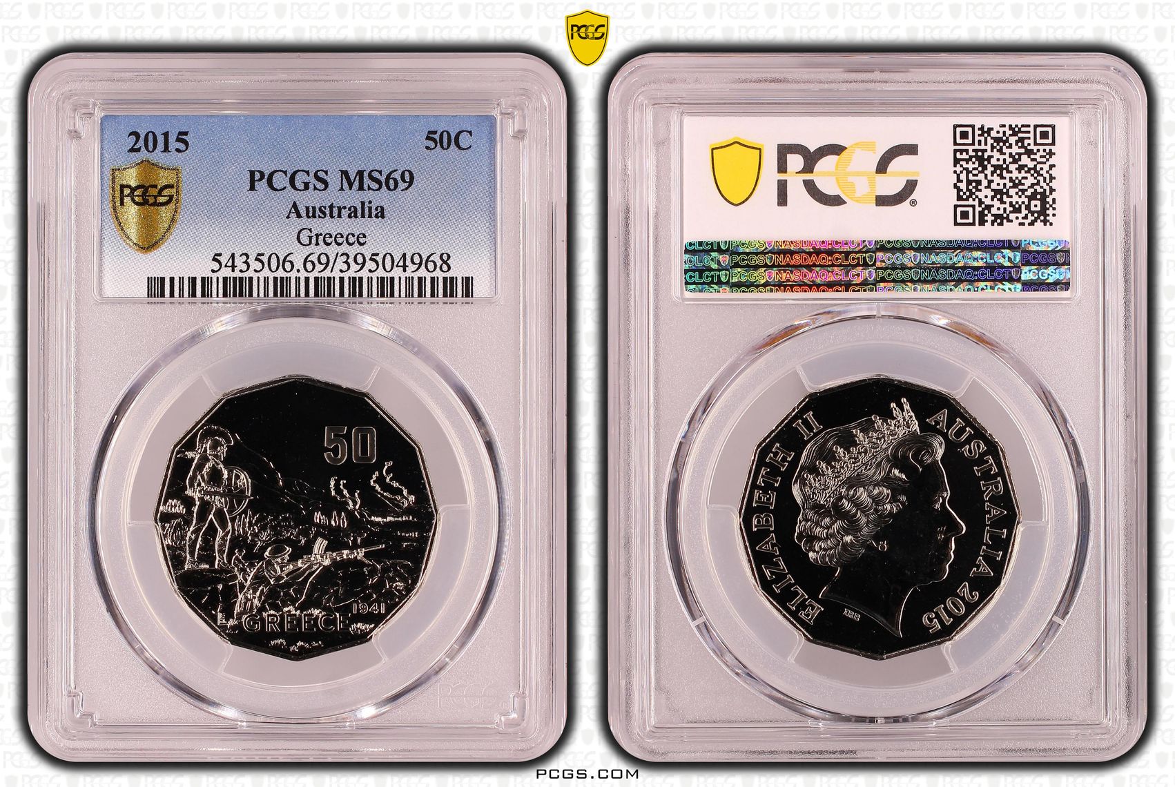 Greece, Fifty Cent, 2015, PCGS MS69