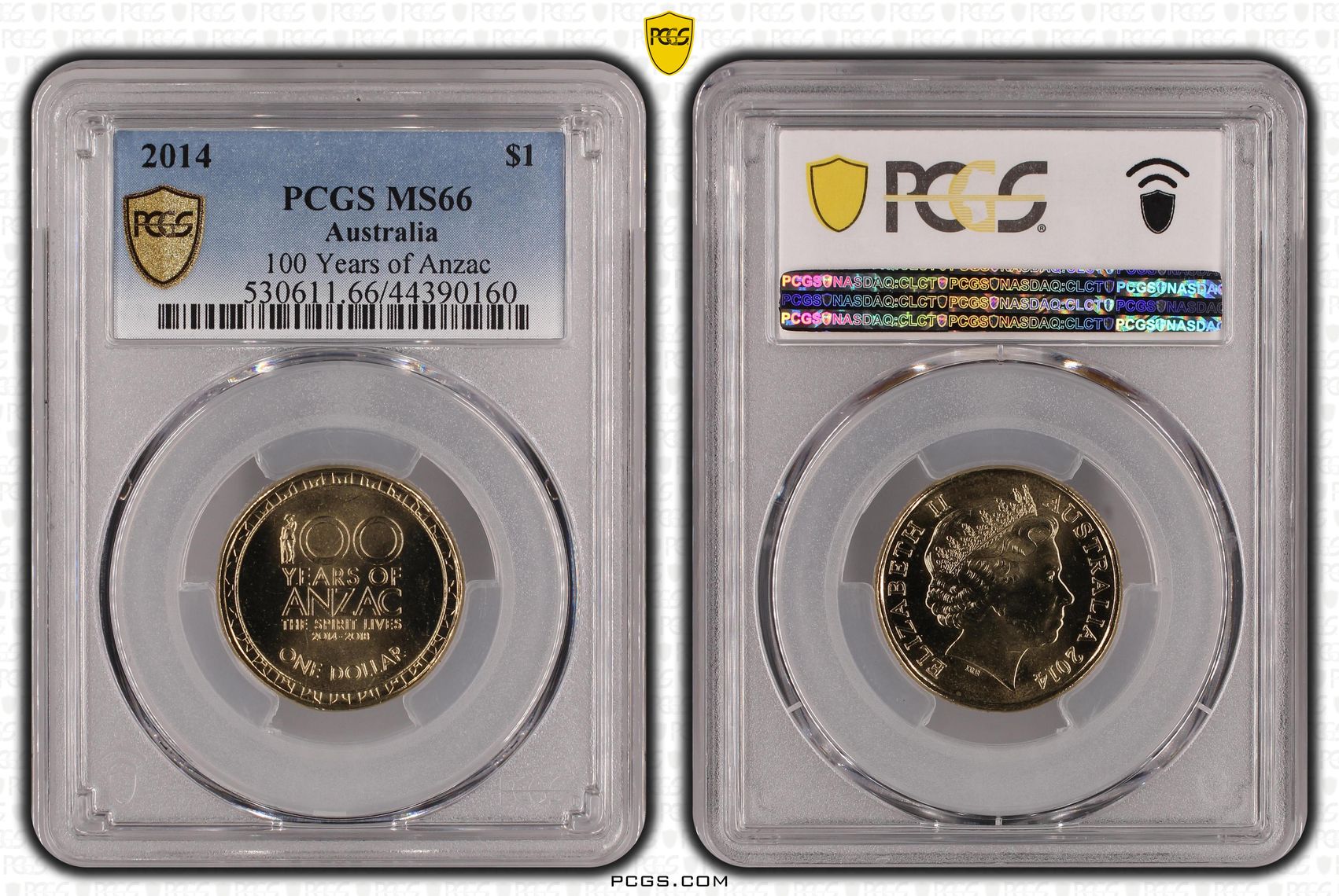 100 Years of Anzac , One Dollar, 2014, PCGS MS66