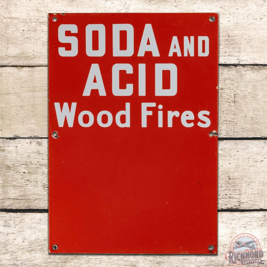 Soda and Acid Wood Fires Single Sided Porcelain Fire Extinguisher Sign