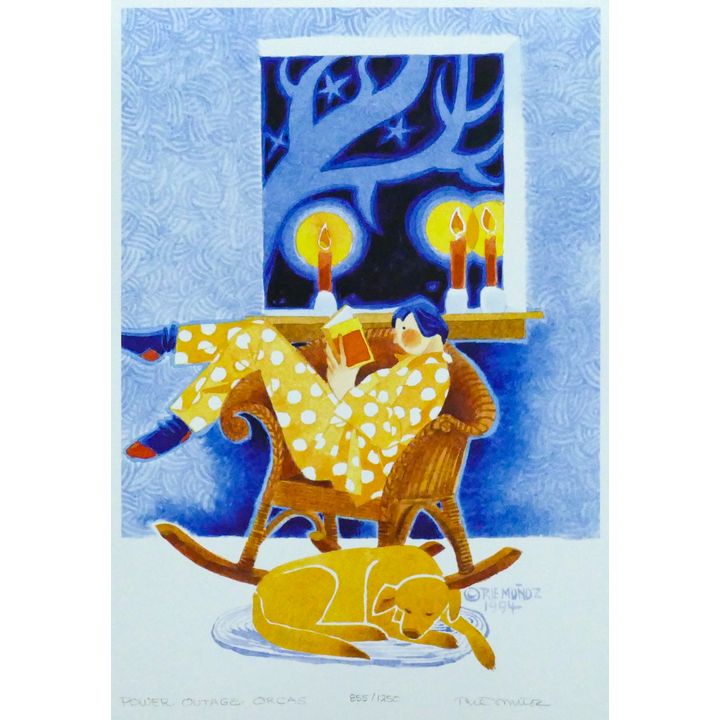 Rie Munoz ''Power Outage, Orcas'' 1994 Signed Print