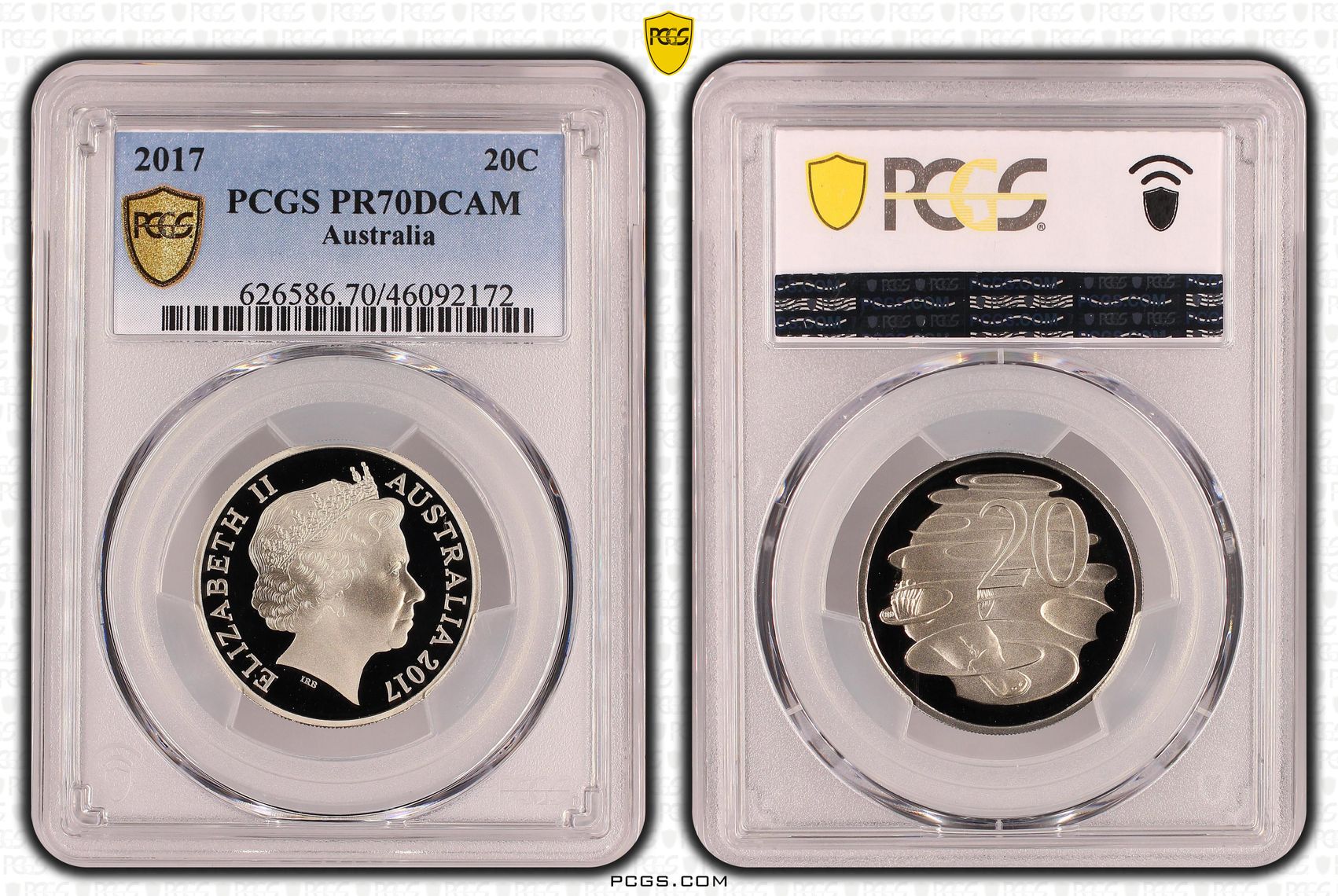 Elizabeth II, Twenty Cents, 2017, PCGS PR 70DCAM