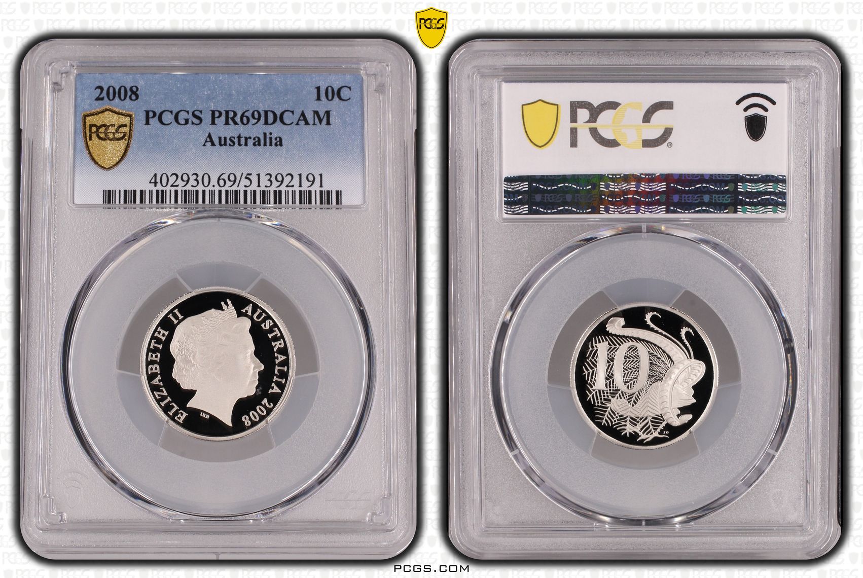 Ten Cent, 2008, Pcgs Pr69dcam