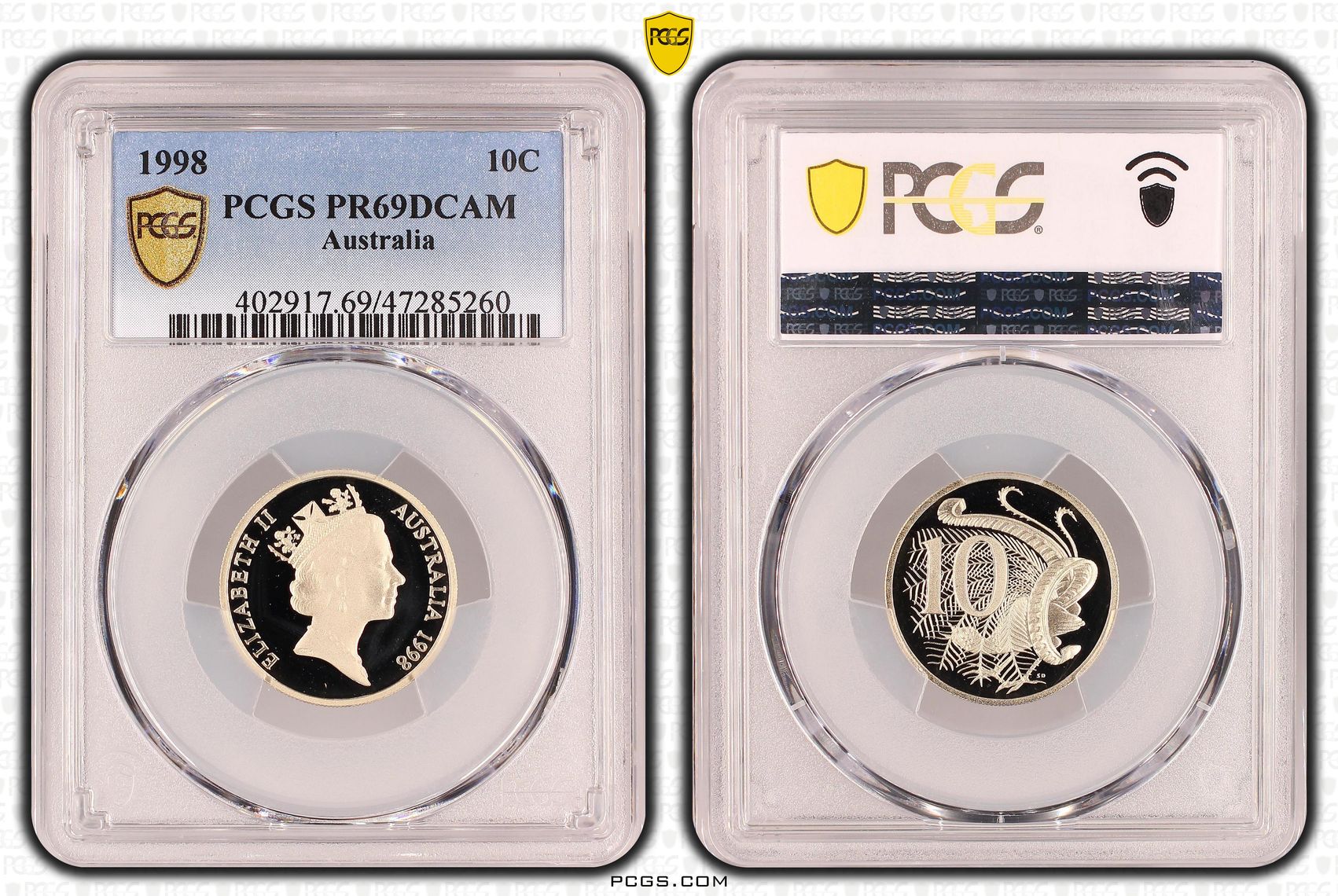 Elizabeth II, Ten Cent, 1998, PCGS PR69DCAM