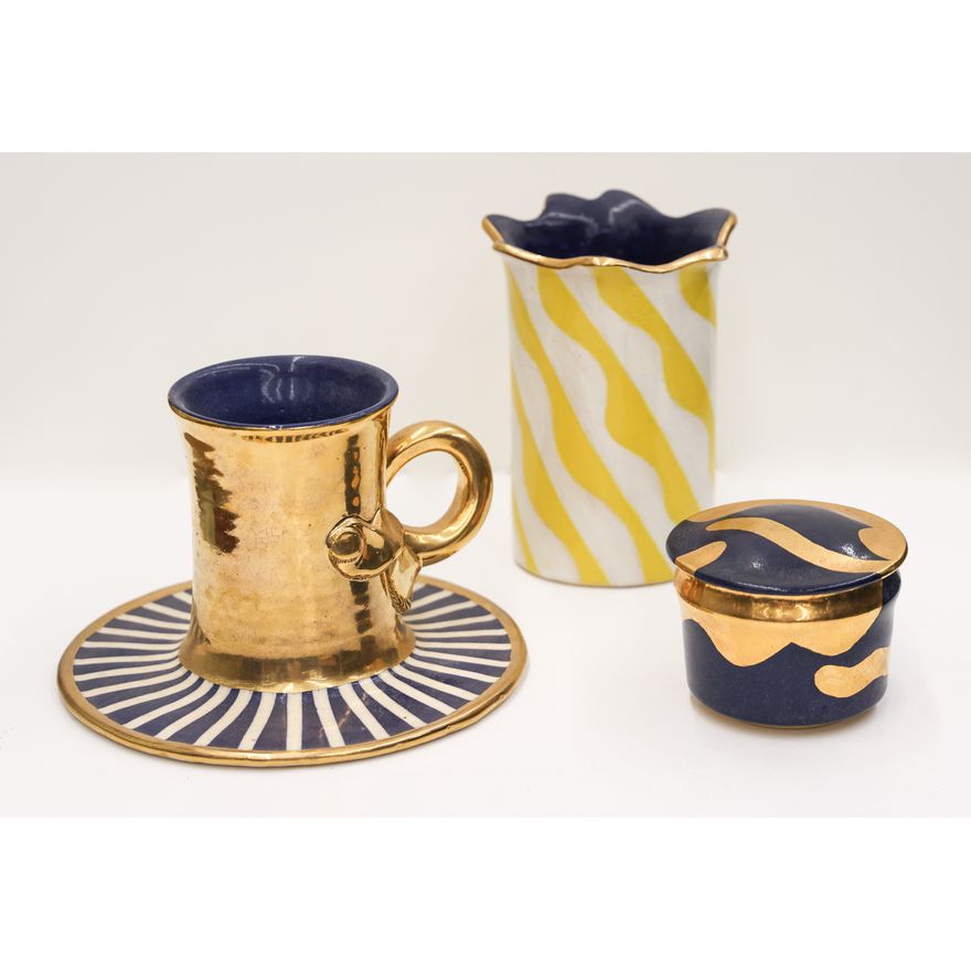 3pc Mutsuo Yanagihara Funk Pottery Vessels