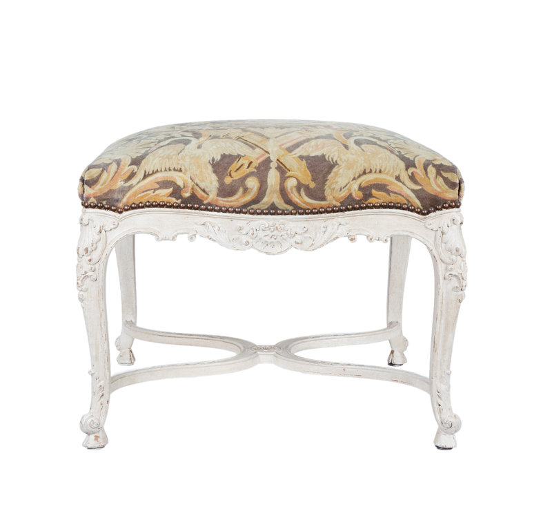 A Regence Style White-Painted Tabouret
Height 20 x squared 24 inches.