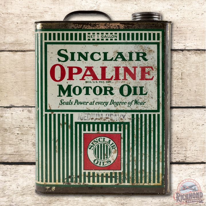 Sinclair Red Opaline Motor Oil Flat 1 Gallon Oil Can
