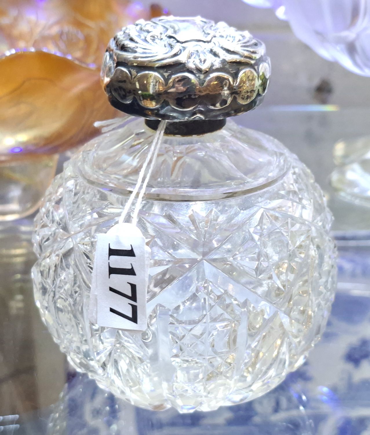 1177 · CRYSTAL AND STERLING SILVER SCENT BOTTLE