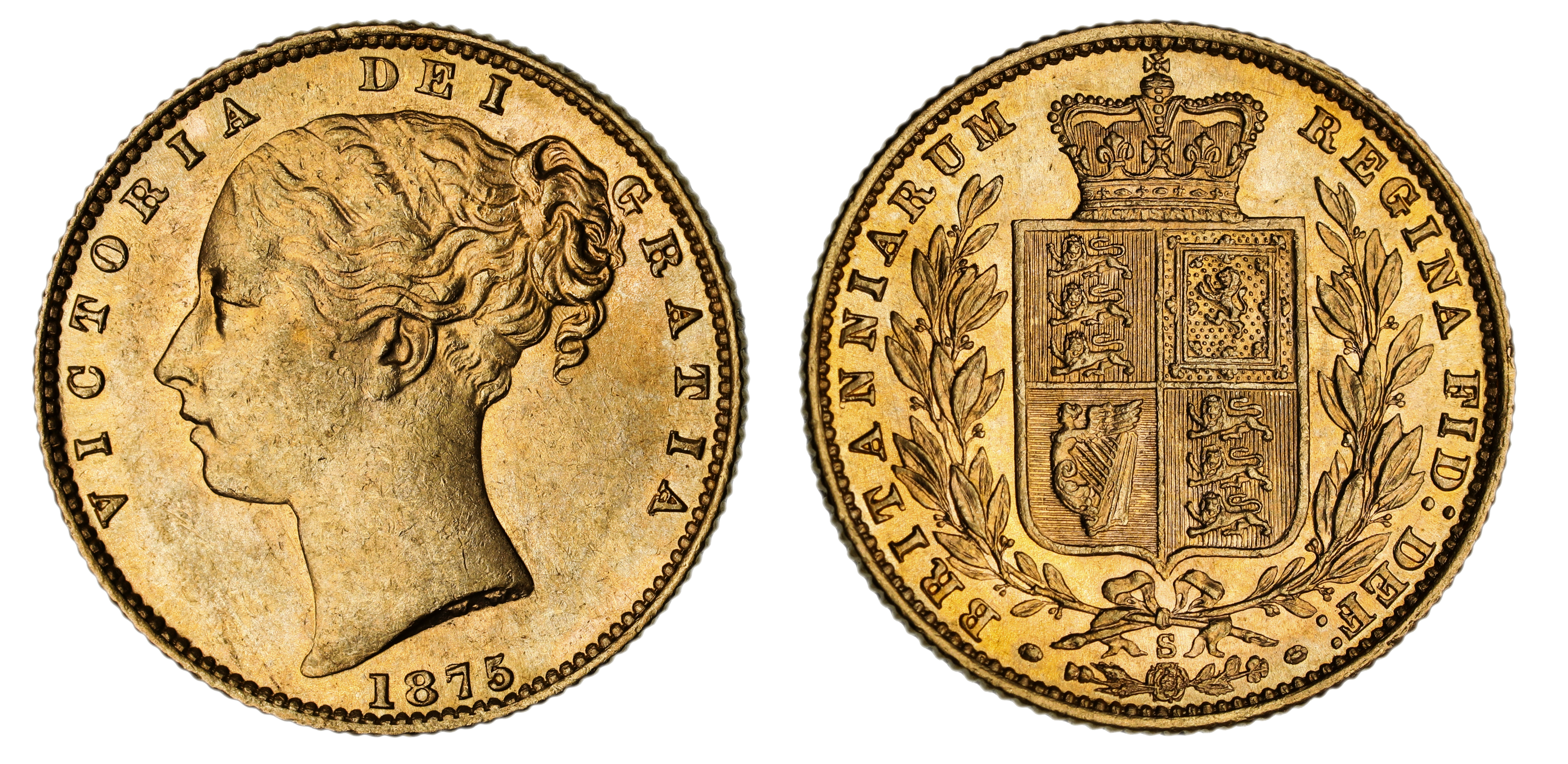 Victoria, Shield Reverse - Sydney Mint - Young, Sovereign, 1875, EF