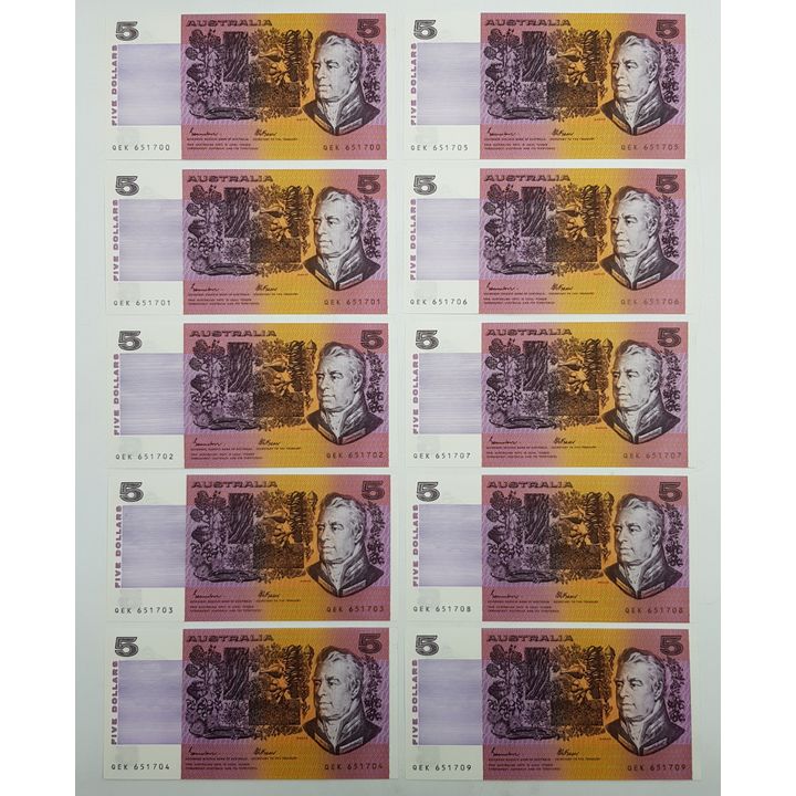 Consec. J/F $5 Notes