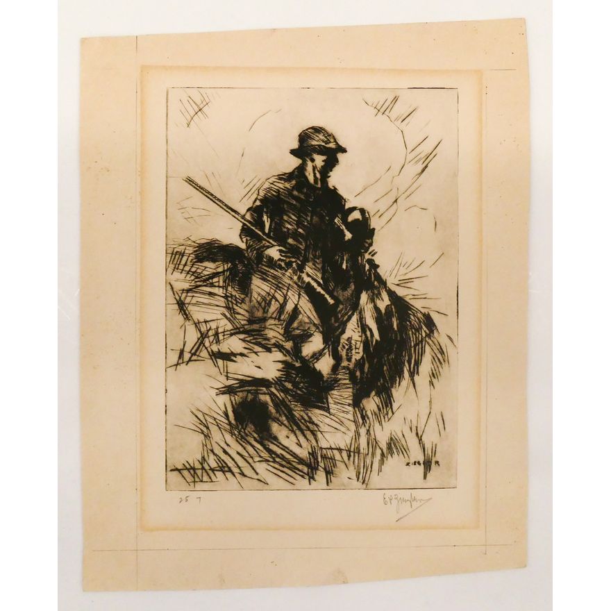 Eustace Ziegler ''Hunter'' Signed Etching 9.5''x8'' Sheet