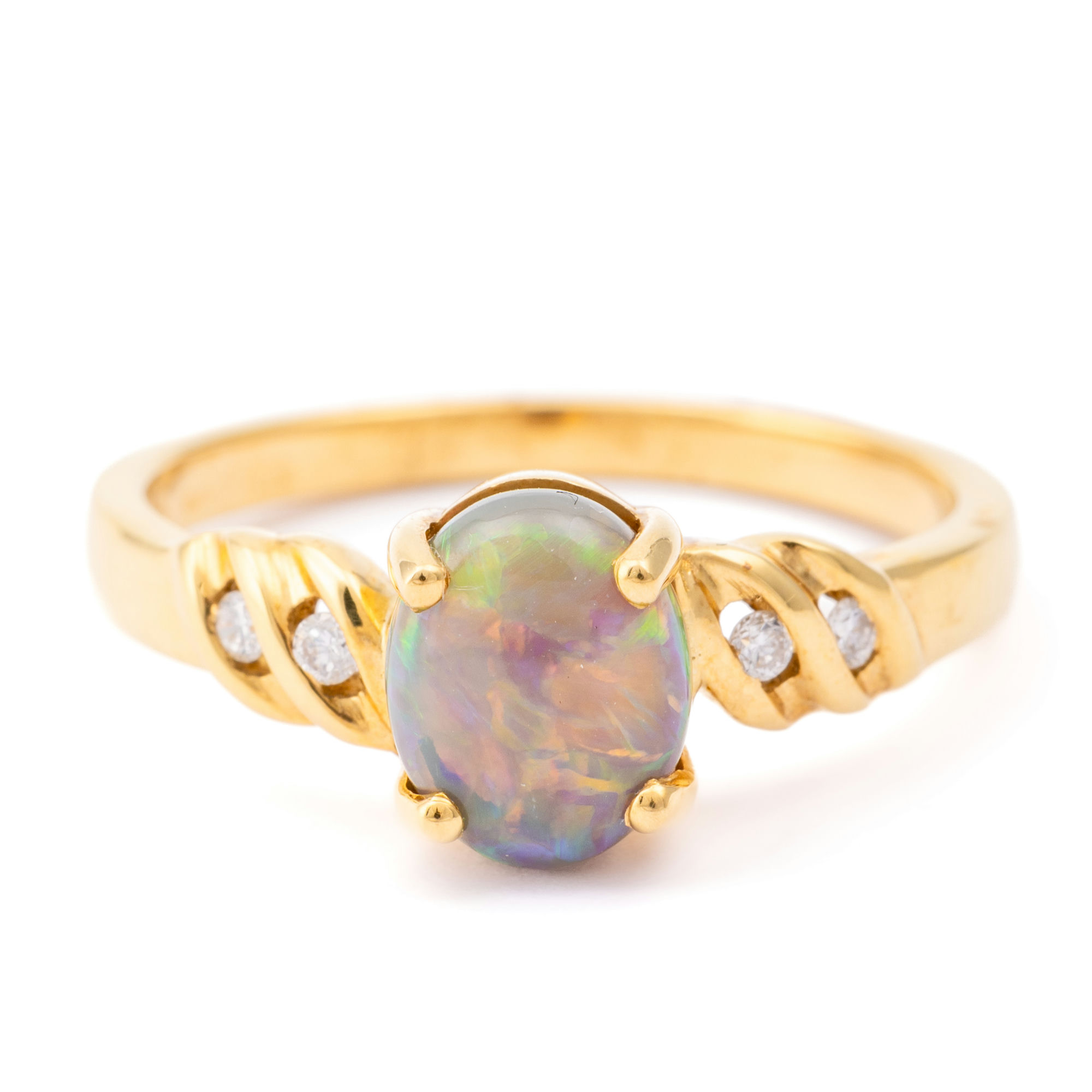 Opal & Diamond Ring 18ct Gold,