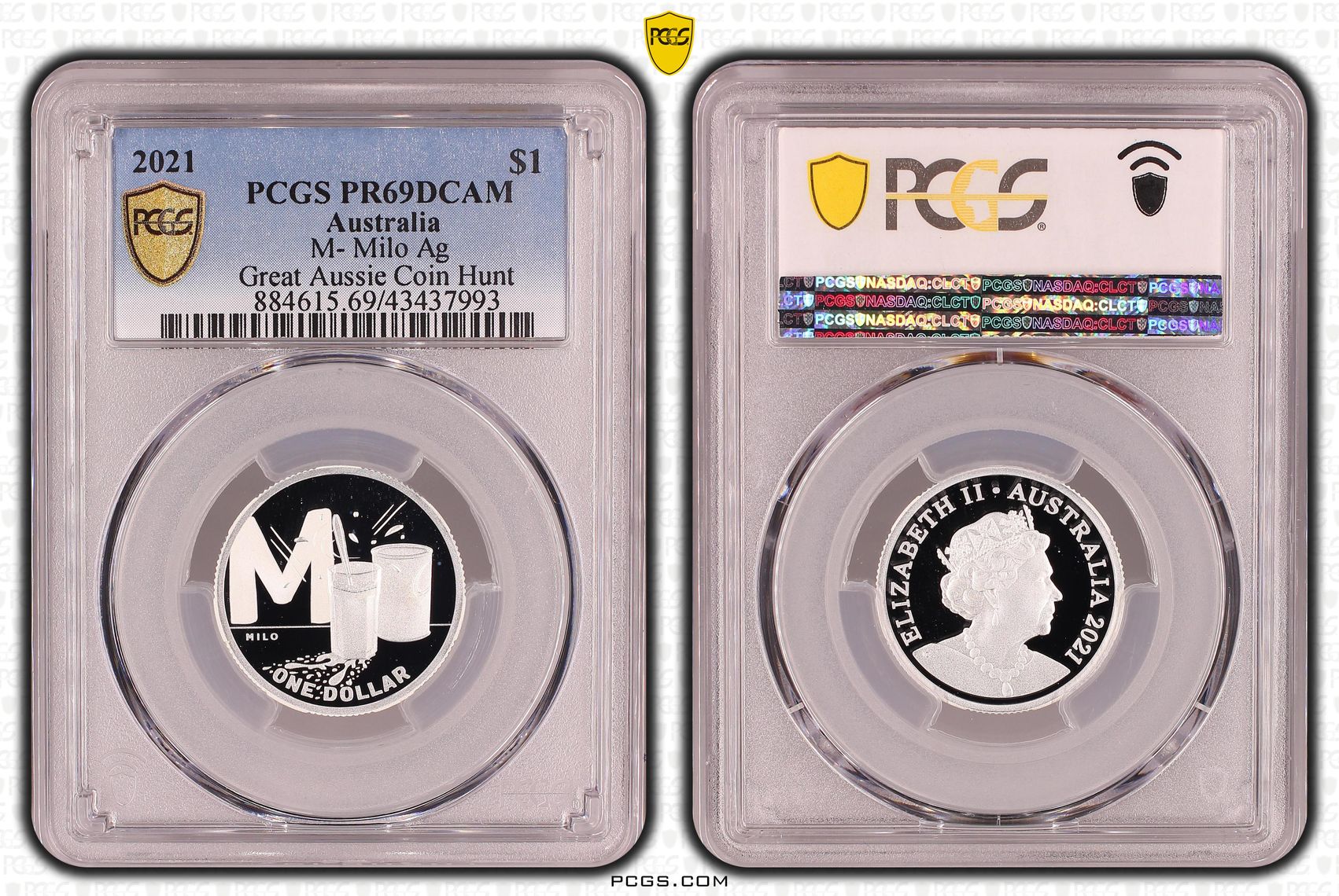 Elizabeth II, Silver, M- Milo, Great Aussie Coin Hunt, One Dollar, PR69DCAM , 2021 PCGS POP - 3/0