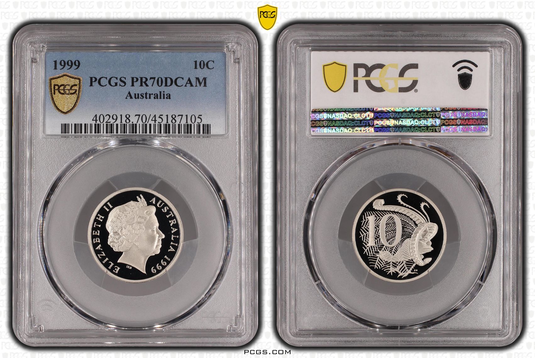 1999 Australia Ten Cent, 10c PCGS - PR70DCAM POP 26/0 -105