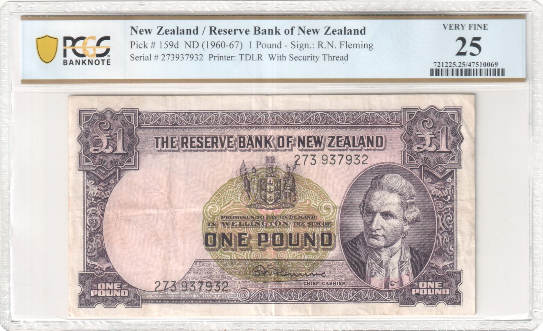 New Zealand, One Pound, (1960-67), PCGS Very Fine 25