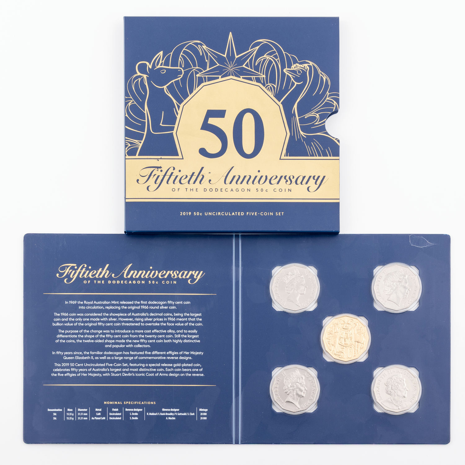 Elizabeth II, Fiftieth Anniversary of the Dodecagon, Fifty Cents, 2019, UNC
