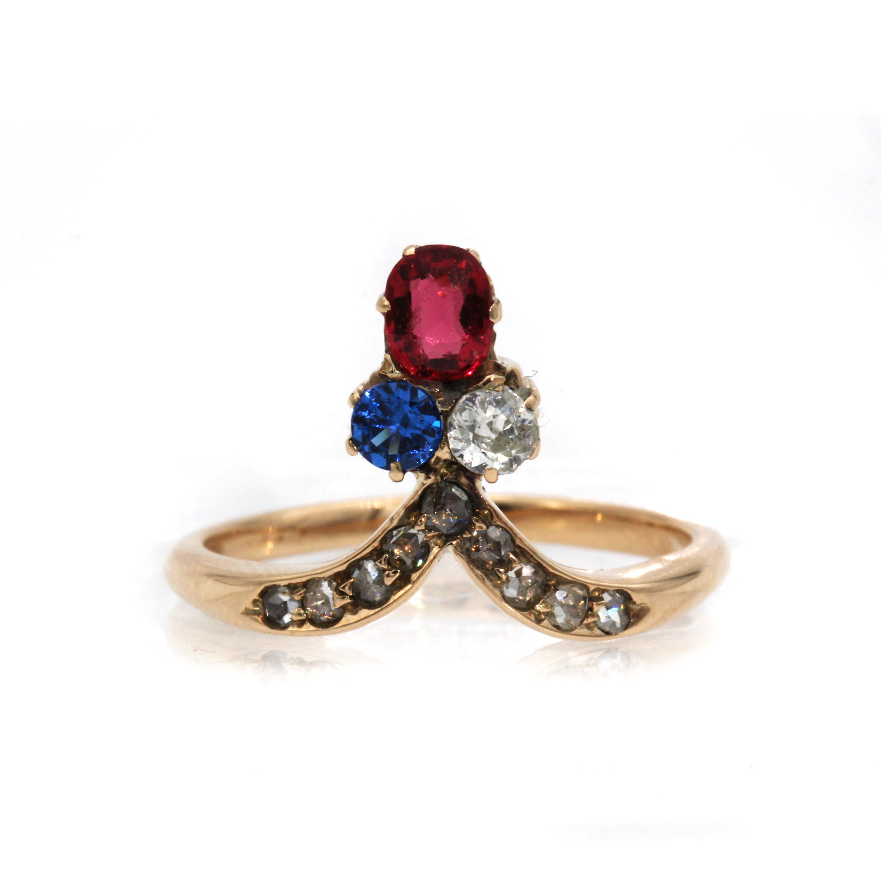 18ct Gold, Diamond & Colour Gemstone Ring, 3.19g,