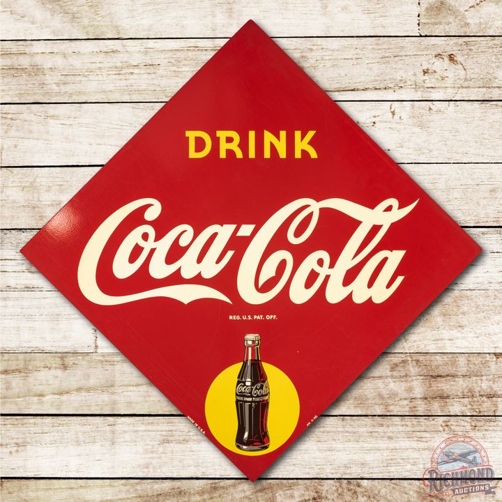 1946 5' Drink Coca Cola w/ Bottle & Sun Logo Masonite Sign