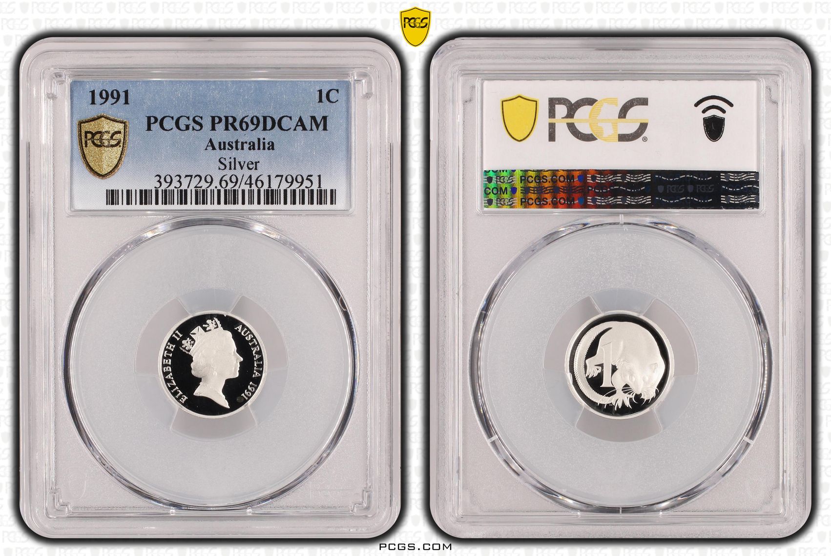 Silver, One Cent, 1991, PCGS PR69DCAM