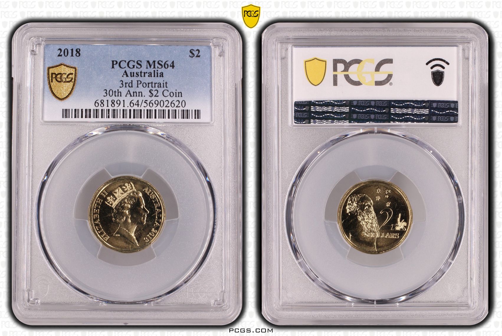 3rd Portrait 30th Ann. $2 Coin, Two Dollar, 2018, PCGS MS64