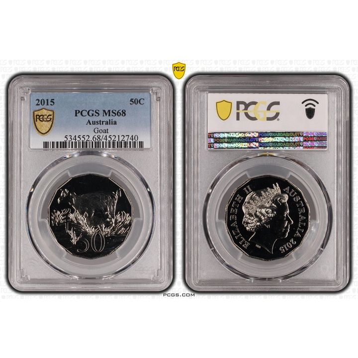 2015 Australian Fifty Cent, 50c Goat PCGS - MS68 -740