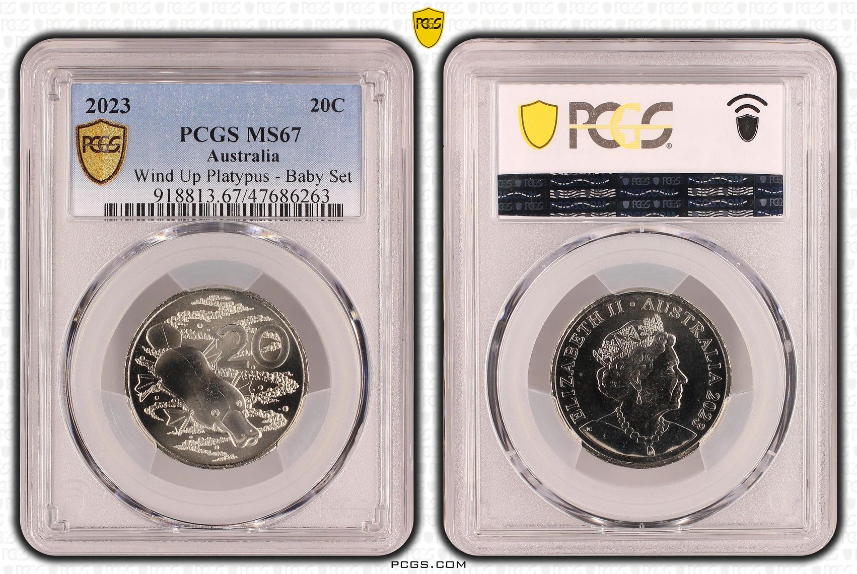 Wind Up Platypus - Baby Set , Twenty Cent, 2023, PCGS MS67