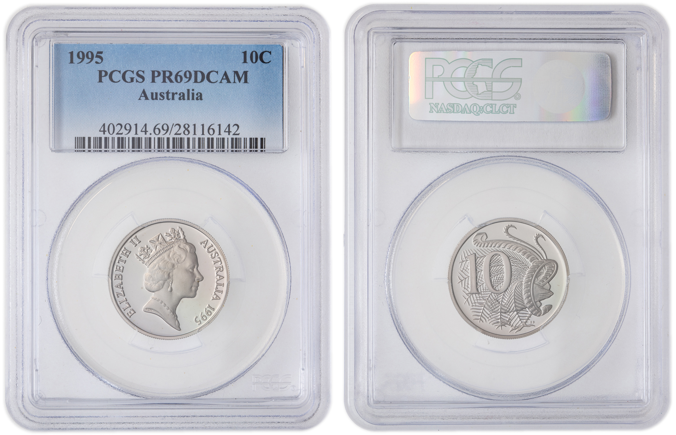 Elizabeth II, Ten Cent, 1995, PCGS PR69DCAM