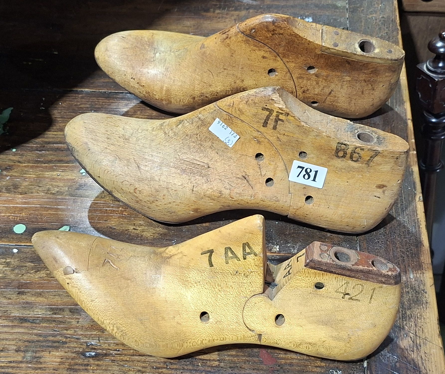 THREE VINTAGE WOODEN SHOE LASTS