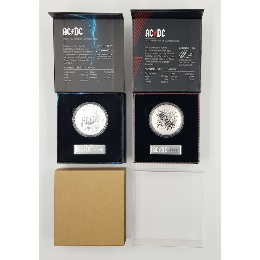 AC/DC Silver Frosted Unc. Coins (x2)