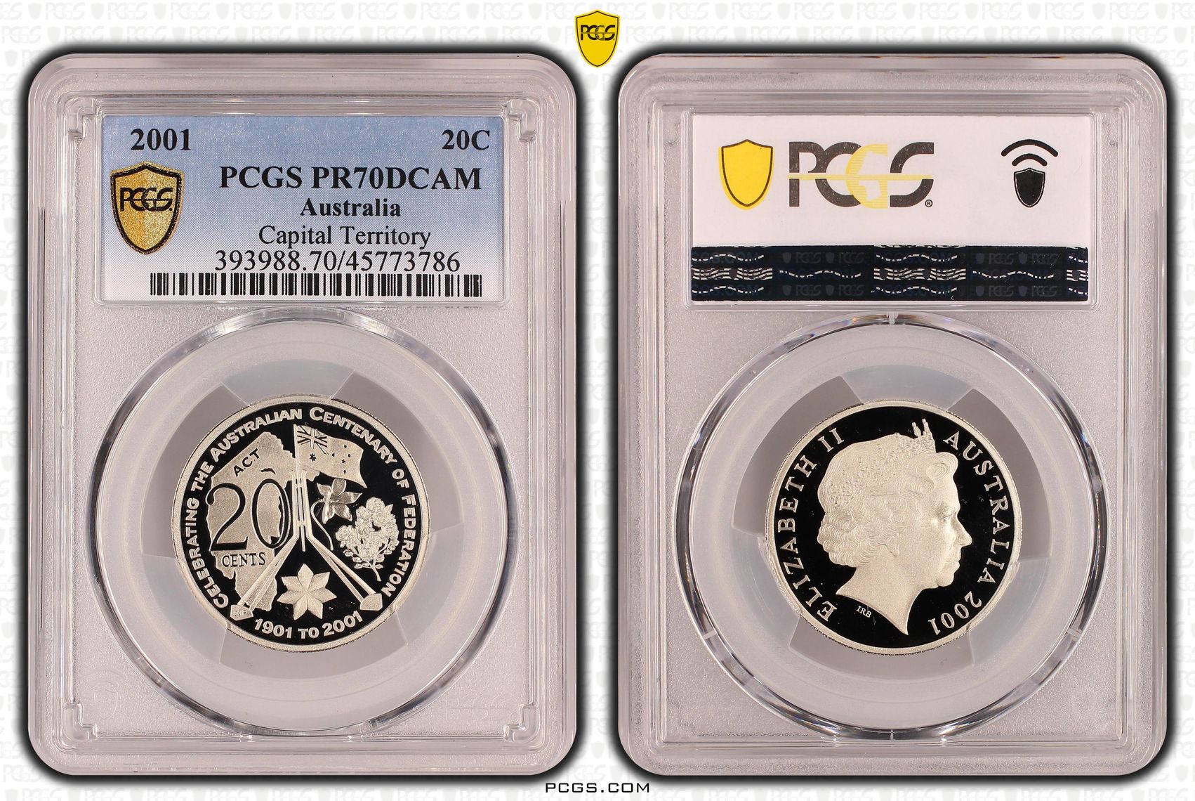Elizabeth II, Capital Territory, Twenty Cent, 2001, PCGS PR70DCAM
